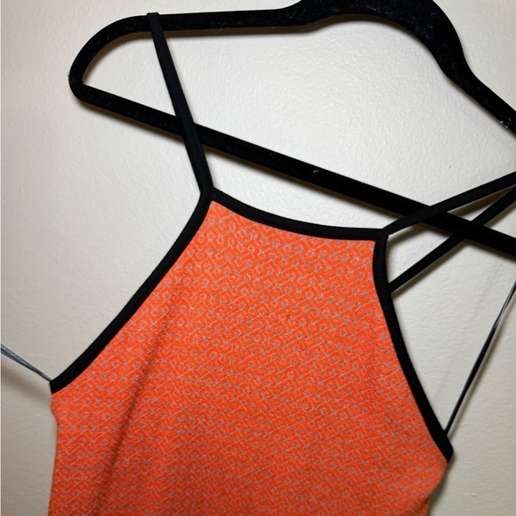 NWOT ZARA Orange Jacquard Knit Midi Bodycon Halter Dress size XS/S - Picture 3 of 5